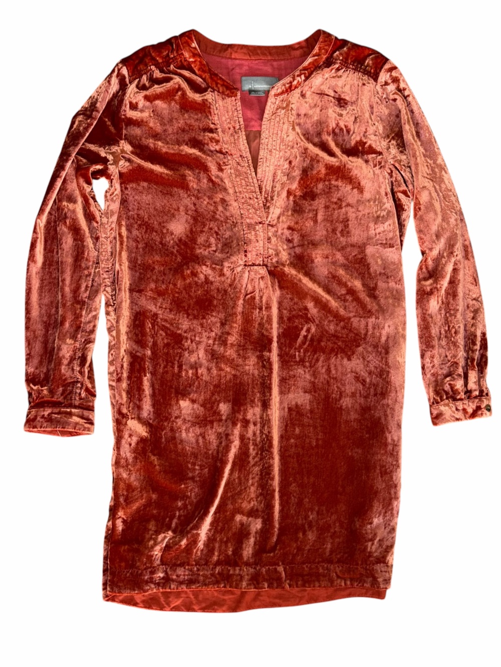 Anthropologie Melody Velvet Tunic Dress in Cinnamon Orange Women’s M - Picture 4 of 9